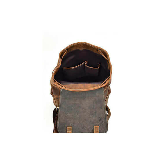 Buffalo Leather Backpack Handmade Unisex Backpack Travel Outdoor Bag.