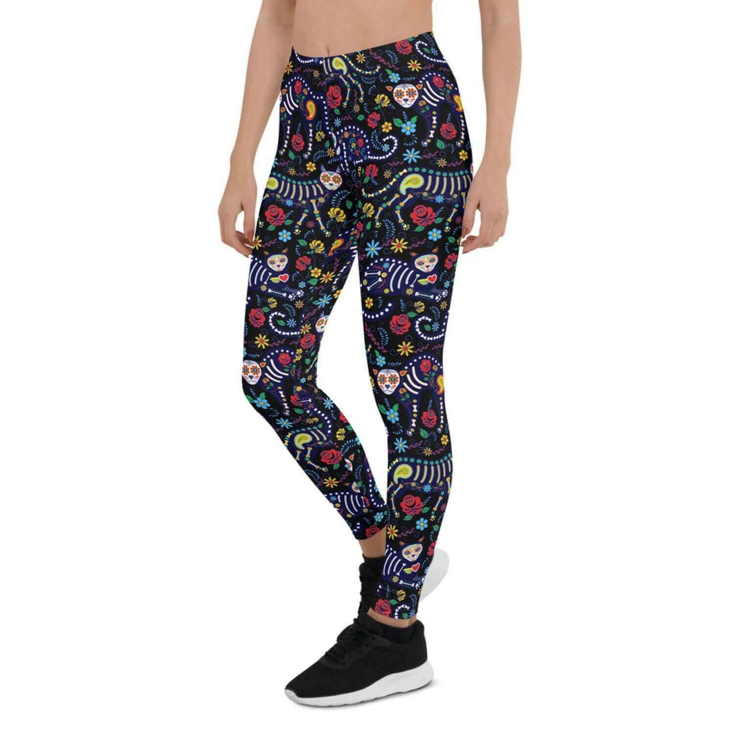 Womens Sugar Skull Cat Leggings.