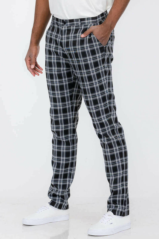 Plaid Slim Fit Trouser Pants.