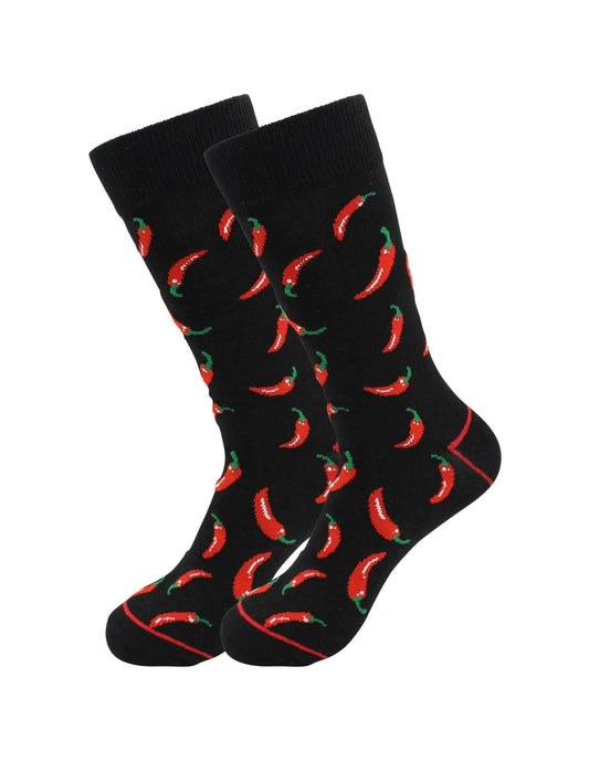 Cozy Designer Trending Food Socks - Chili Pepper for Men and Women.