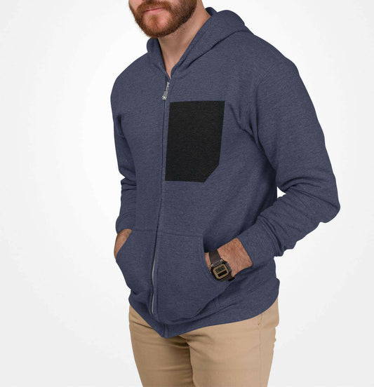 Mens Faux Black Pocket Heavy Blend Zip Up Hoodie.