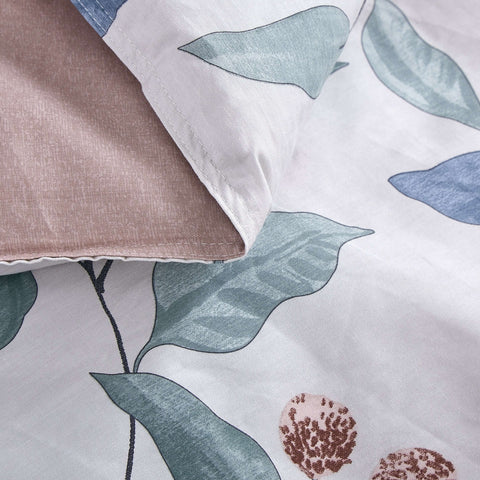 Tess Red/Grey Floral 100% Cotton Reversible Comforter Set