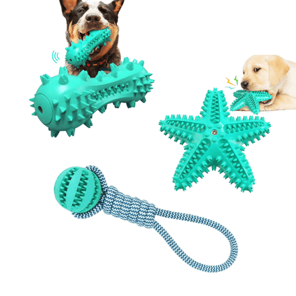 Fast Shipping 3 Pack Squeaky Toothbrush & Cotton Rope Ball Dog Toys.