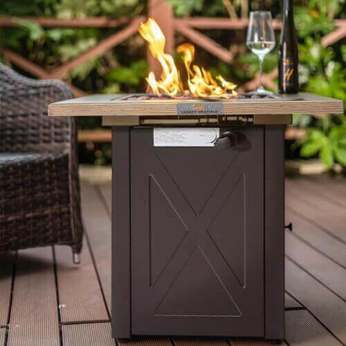 Outdoor Gas Fire Pit Table Square Outdside Propane Patio Firetable.