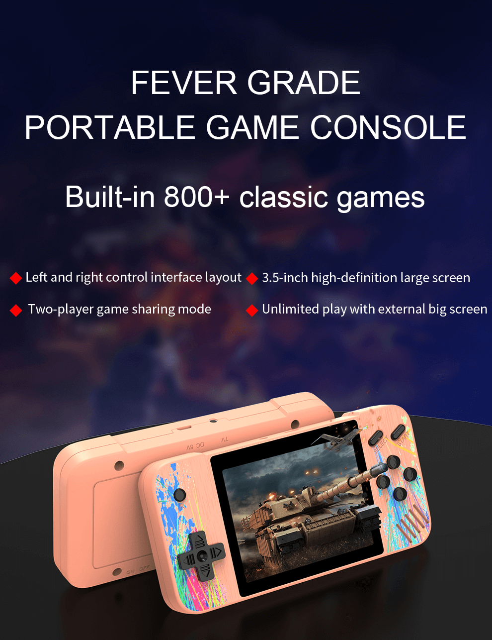 800 in 1 Portable Macaron Video Retro Game Console for Gifts.