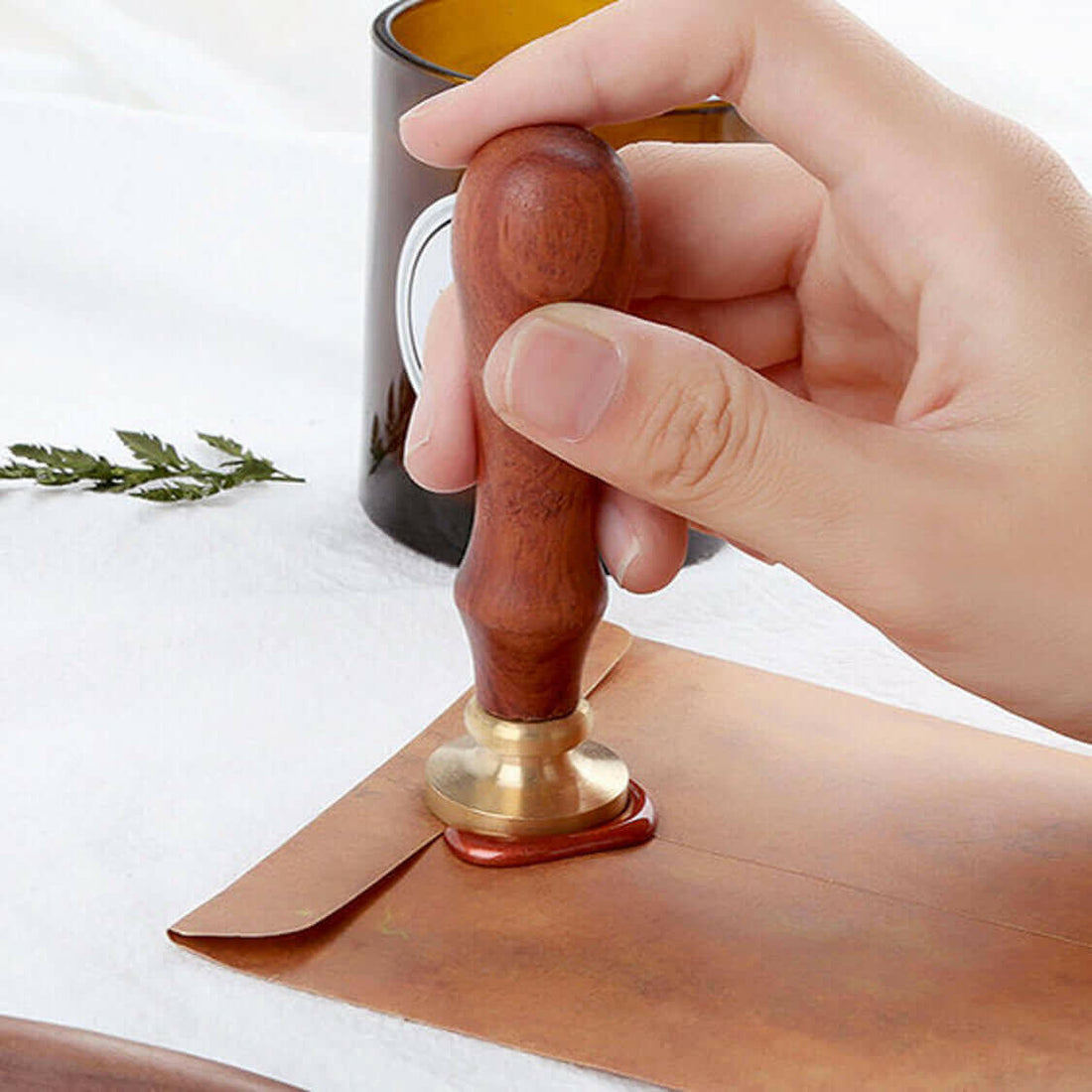 Vintage Leaf Wax Seal Plant Nature Symbol Stamp Letter Decoration