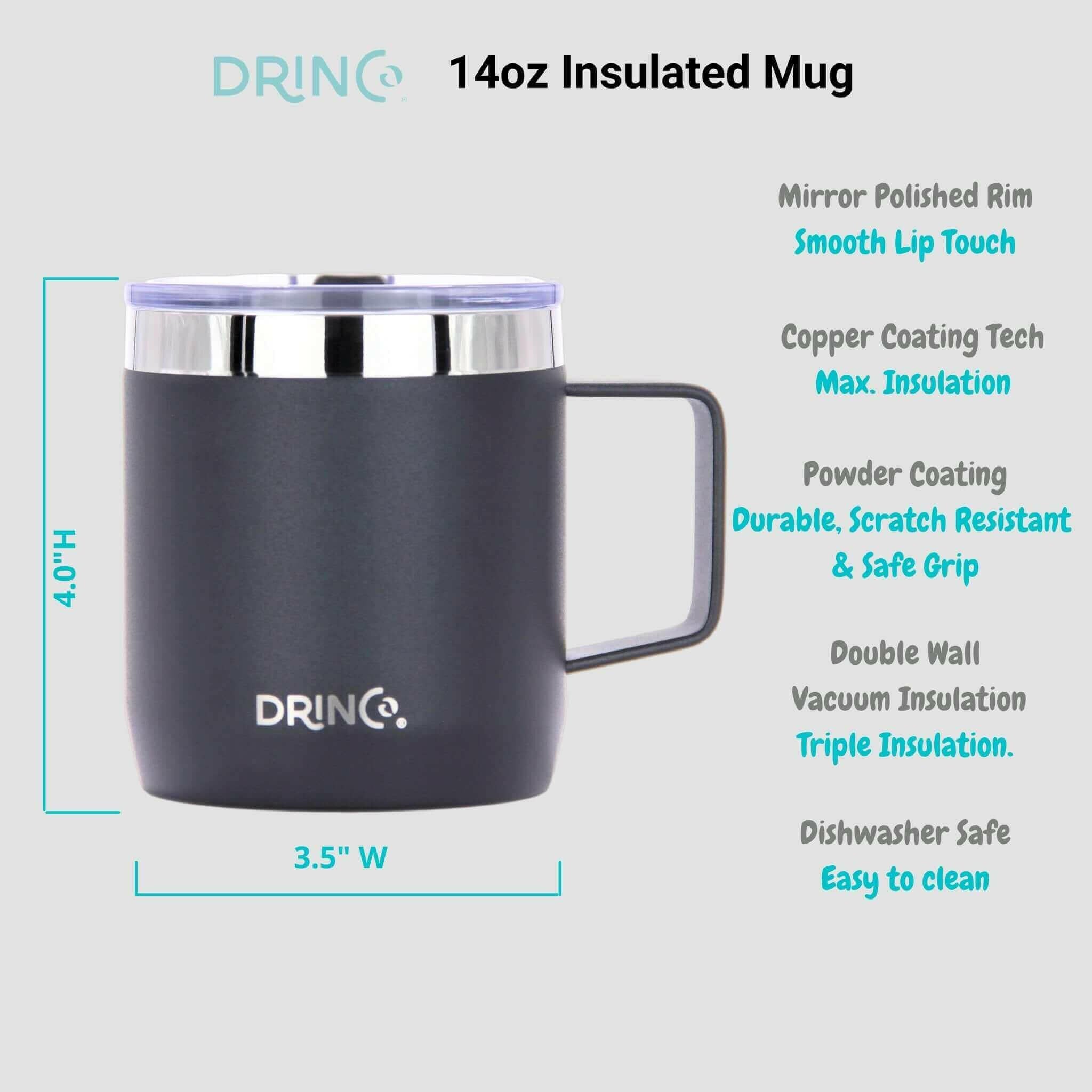 DRINCO® 14 oz Coffee Mug Vacuum Insulated Camping Mug Double Wall.