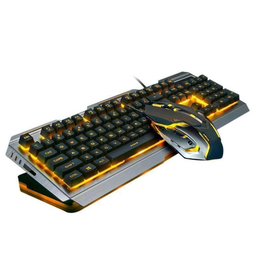 Ninja Dragons Tungsten Gold Metal Frame Gaming Keyboard and Mouse Set.