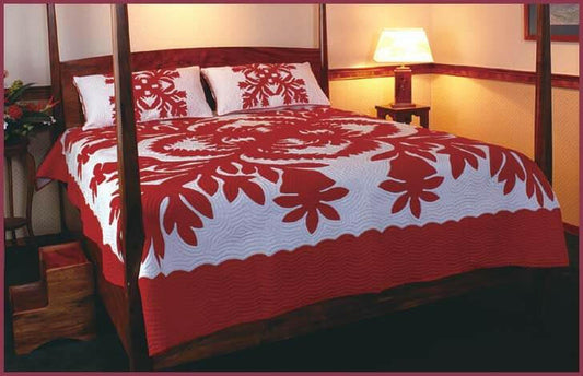 Hawaiian Quilt Bedspread - Bird of Paradise Design.