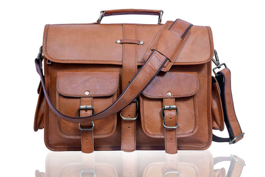 Real Leather Messenger Bag for Men and Women Vintage Laptop Briefcase
