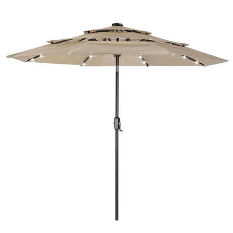 3 Tiers And 8 Ribs Outdoor Umbrella With 32 LED Lights.