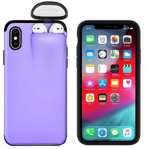 iPhone Case Cover with AirPods Earphone Holder