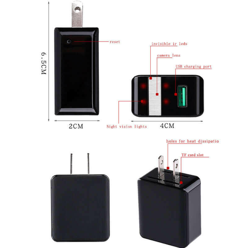 WIFI Camera HD 1080P Wall Charger Hidden Camera.