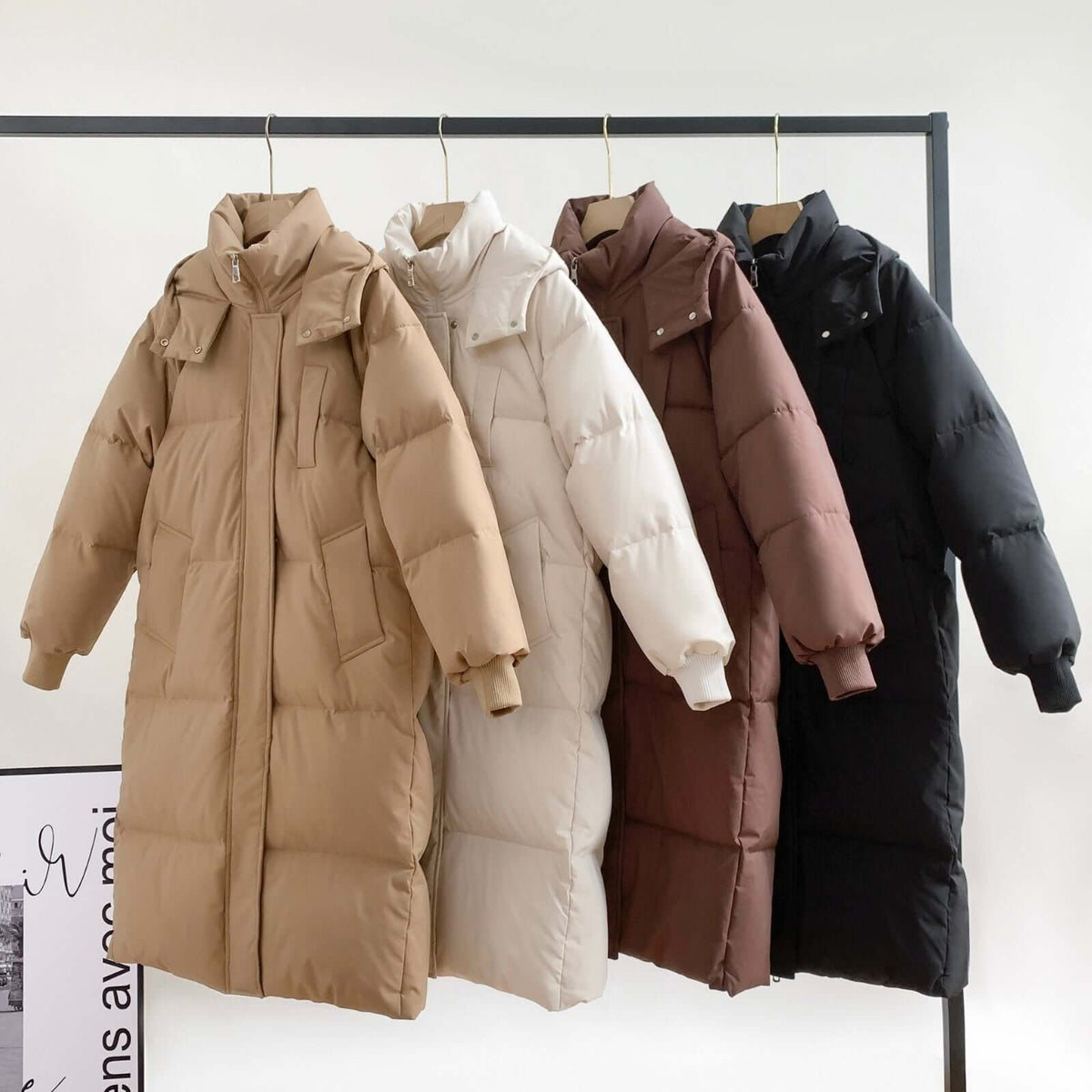 PUFFIT Women’s Long Hooded Puffer Coat, Water-Repellent Winter Jacket