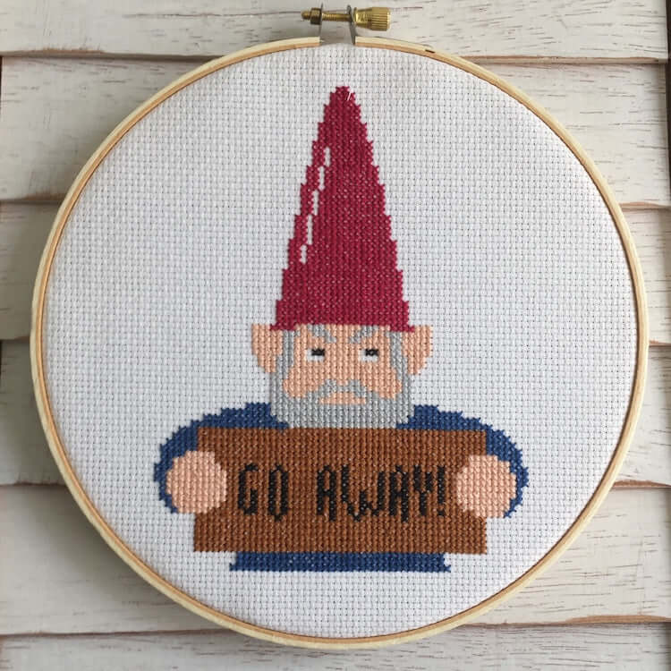 Angry Gnome Counted Cross Stitch DIY KIT Intermediate