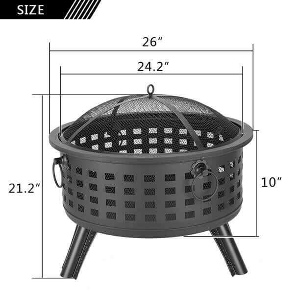 26” Round Lattice Fire Bowl.