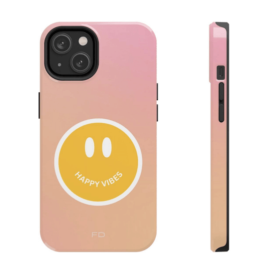 Happy Vibes Tough Case for iPhone with Wireless Charging.