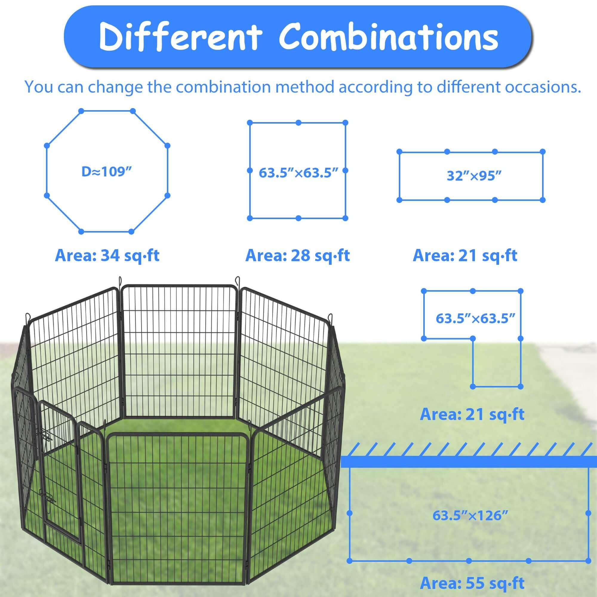 Dog Pens Outdoor 32" Height Foldable 16 Panels.