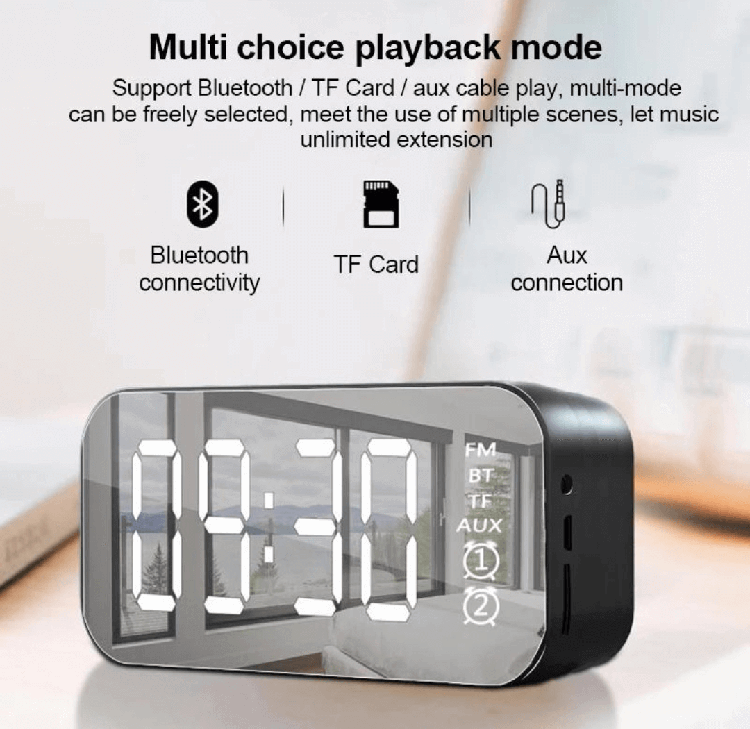 LED Display Alarm Clock Wireless Bluetooth Speakers.