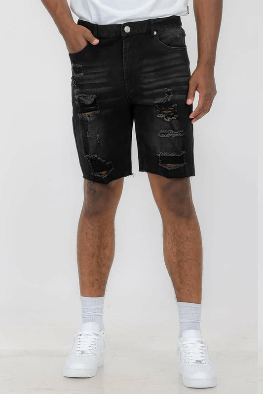 Mens Distressed Denim Shorts.