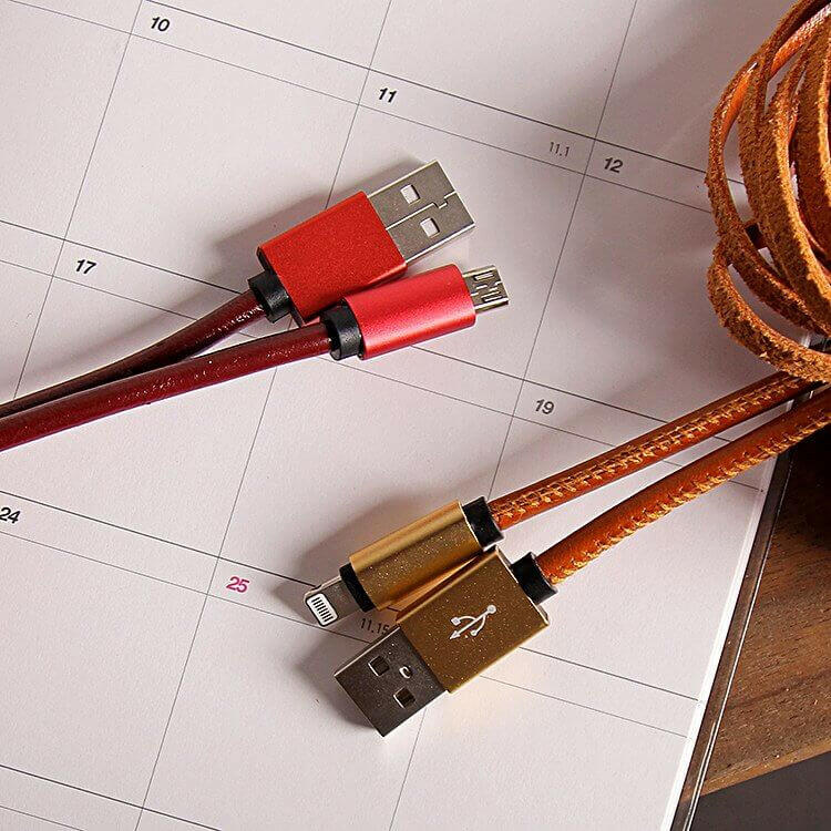 Leather Tassel Lightning Cable Keychain.