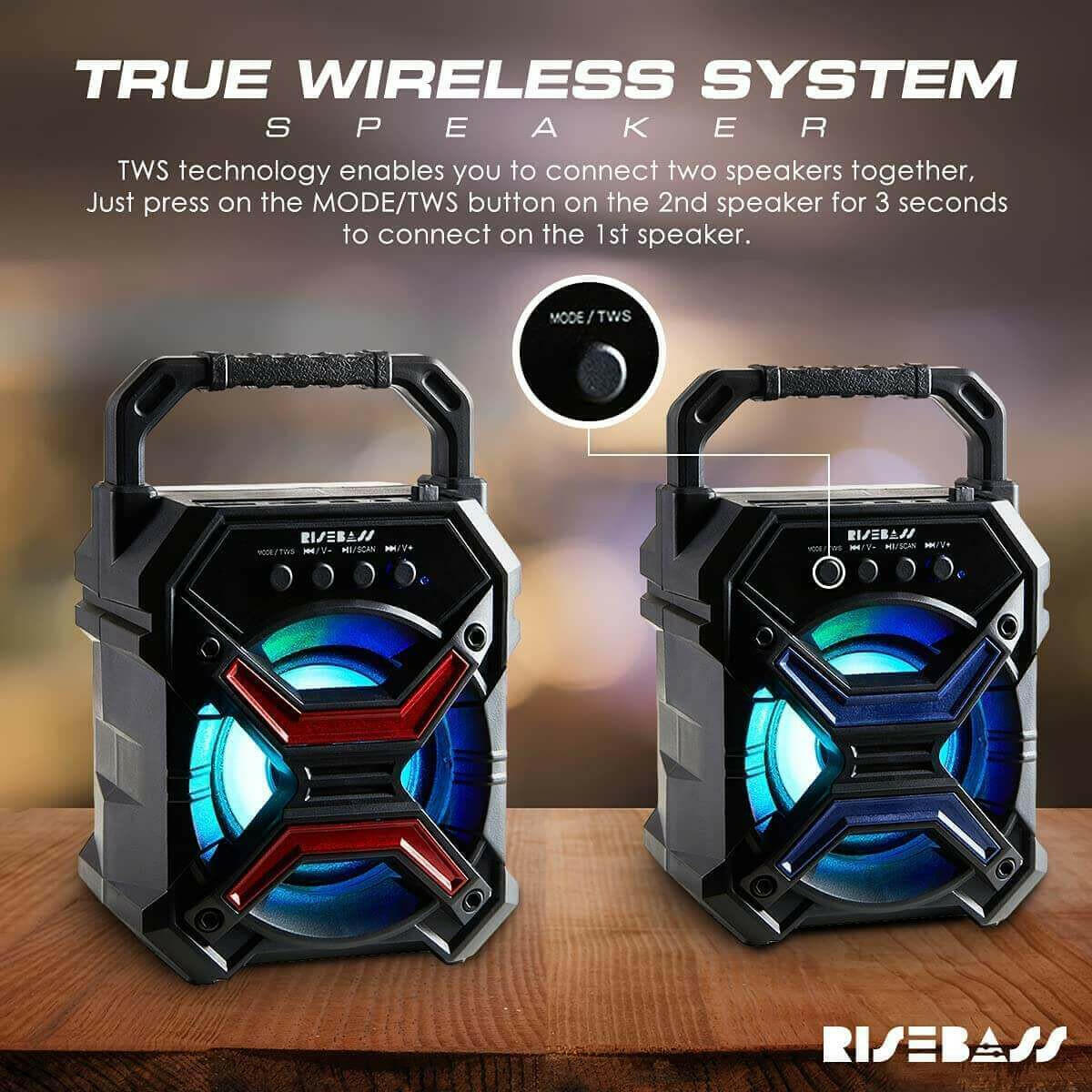 RISEBASS Portable Wireless Bluetooth Speaker.