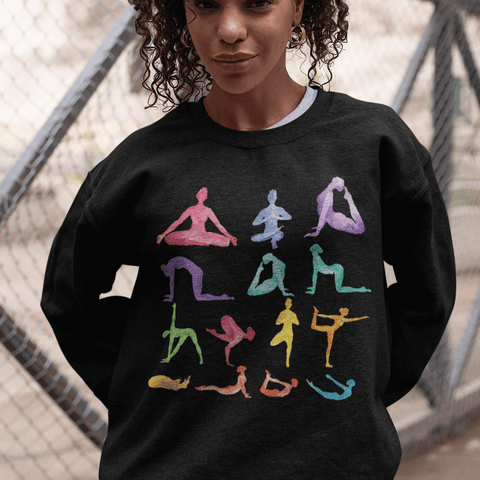 Yoga Theme Crewneck Sweatshirt.