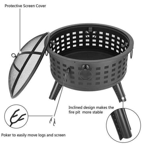 26” Round Lattice Fire Bowl.