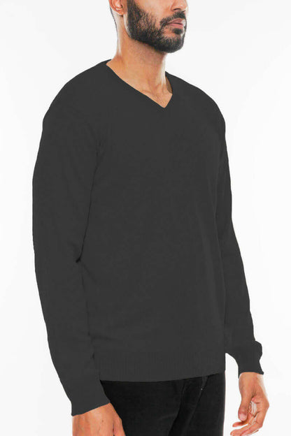 Solid Vneck Knit Pullover Sweater.