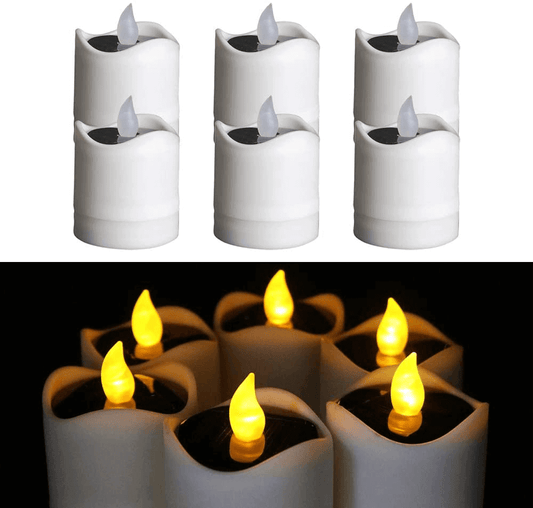 6PCS Waterproof Smokeless Solar Candles Lights Flame Light.