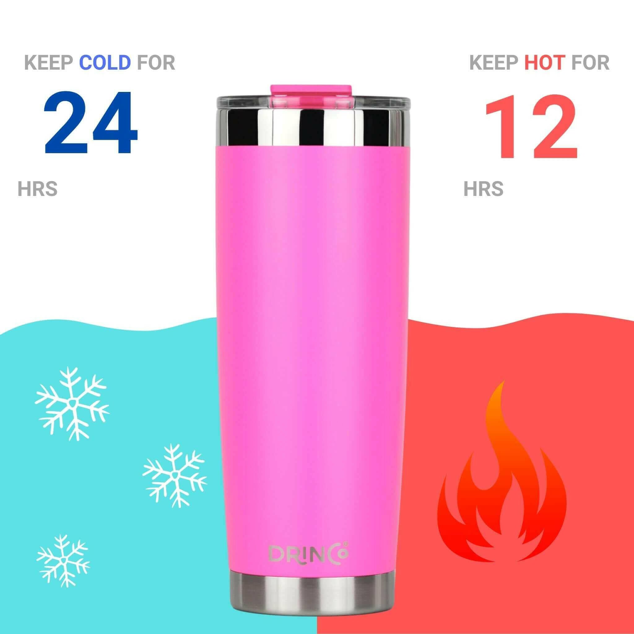 DRINCO® 20oz Insulated Tumbler Spill Proof Lid 2 Straws(Island Pink)