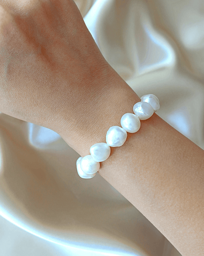 Baroque Genuine Freshwater Pearls &amp; 925 Sterling Silver Bracelet