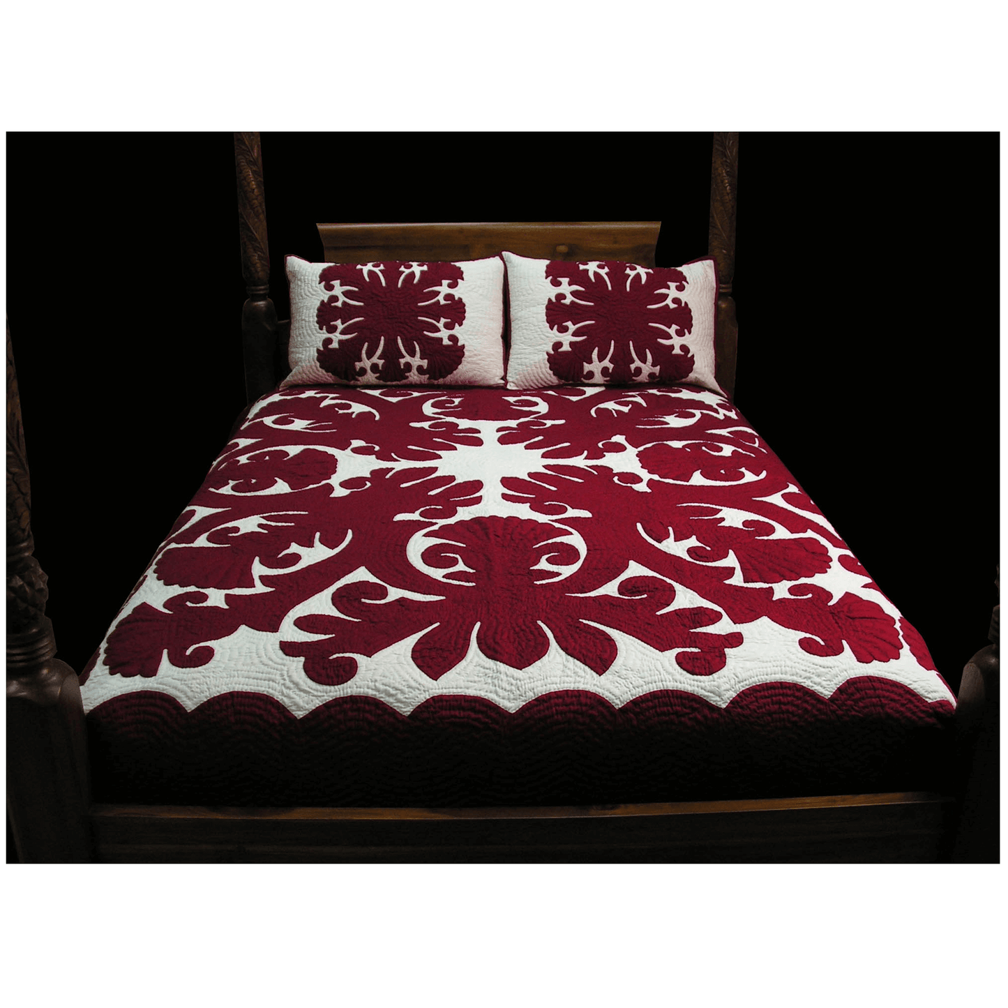 Hawaiian Quilt Bedspread – Crown Flower Design.