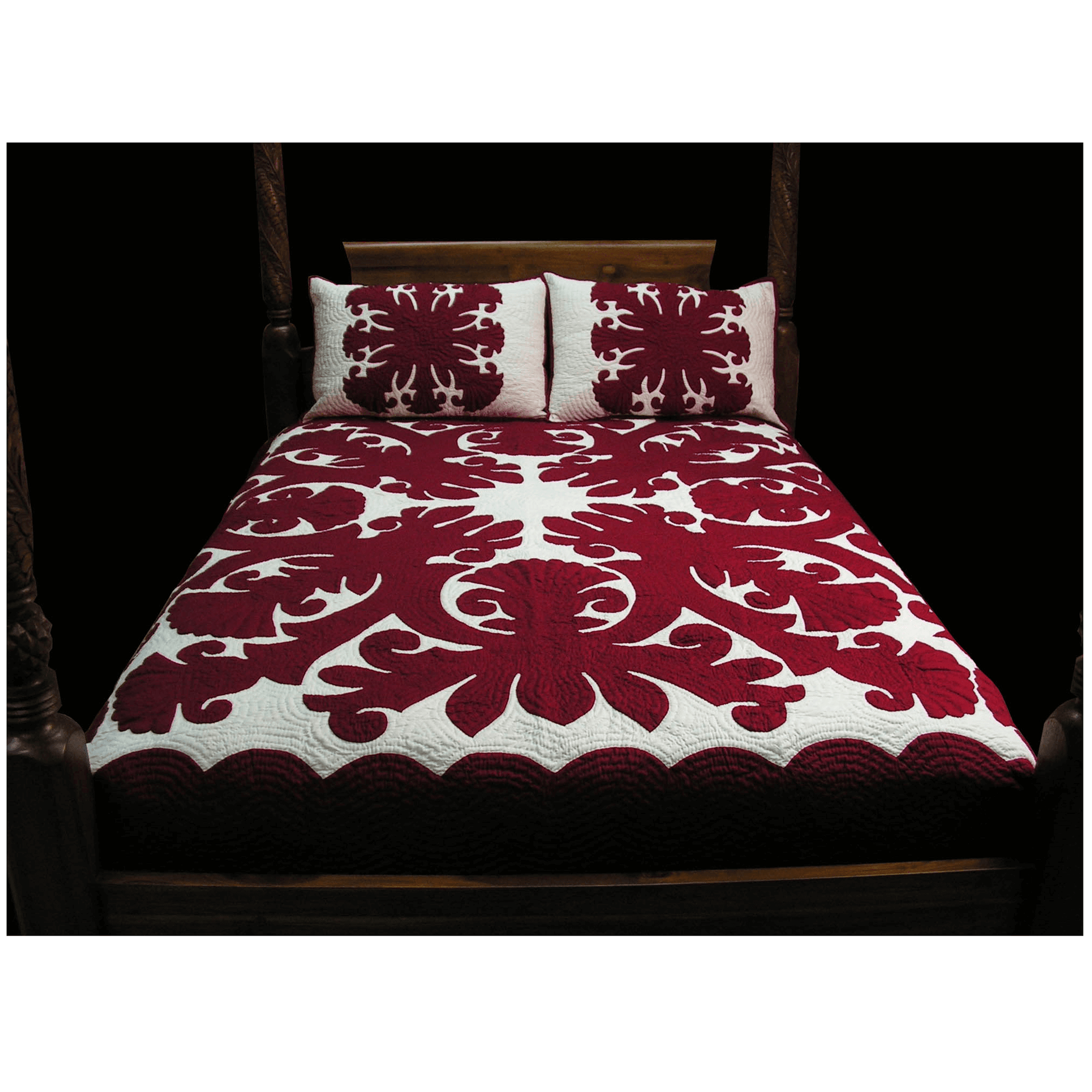 Hawaiian Quilt Bedspread – Crown Flower Design.