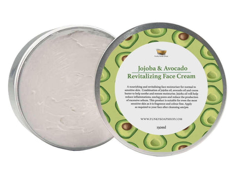 Jojoba And Avocado Revitalising Face Cream, Refillable Aluminium, 150g.