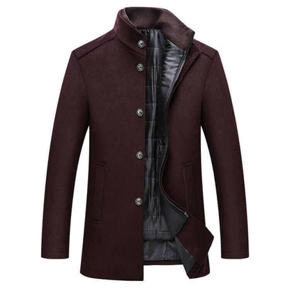 Winter Men Wool Jacket Slim Fit Thick Warm Coat.