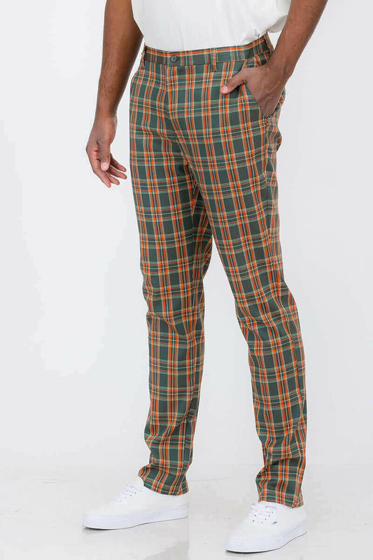 Plaid Slim Fit Trouser Pants.