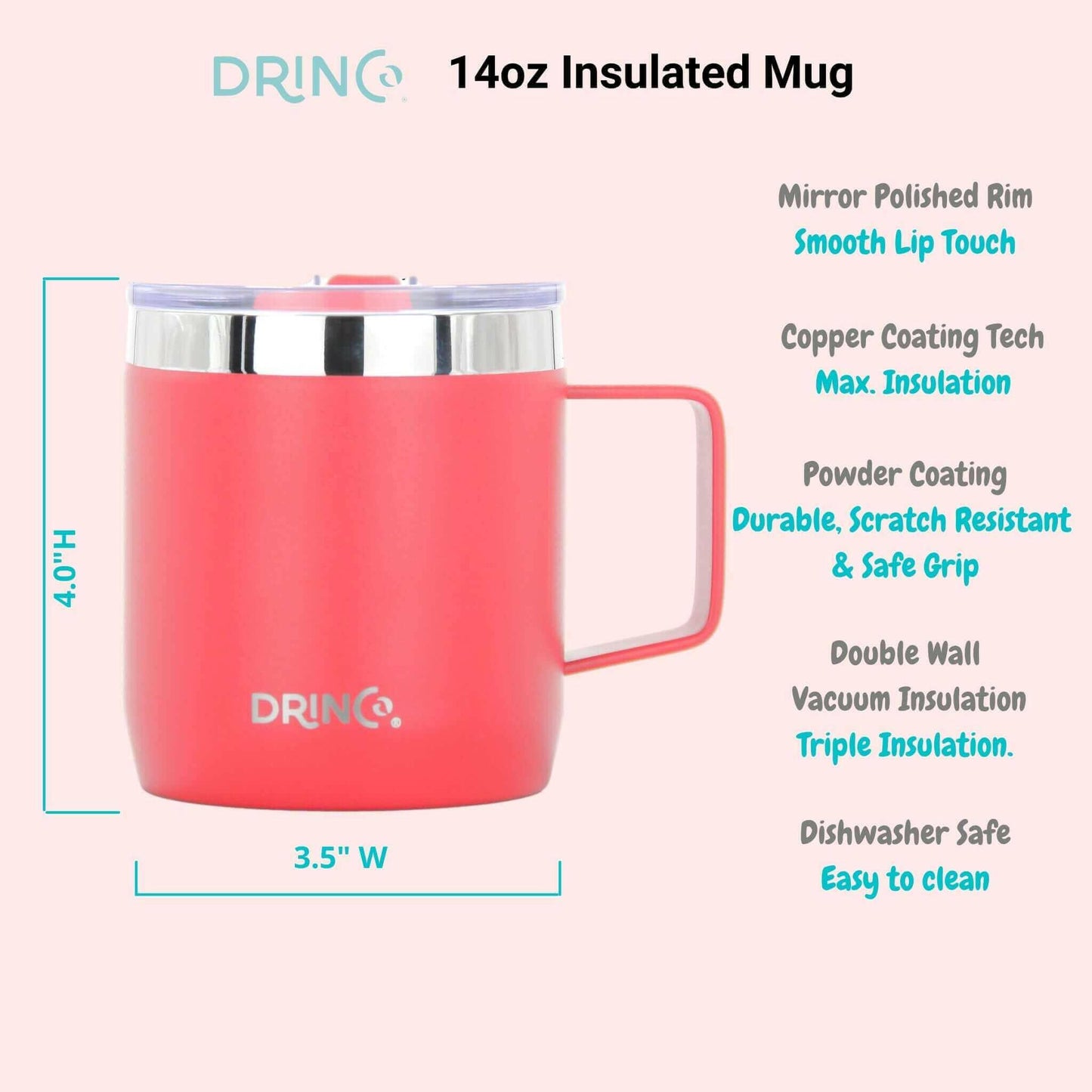 DRINCO® 14 oz Coffee Mug Vacuum Insulated Camping Mug Double Wall.