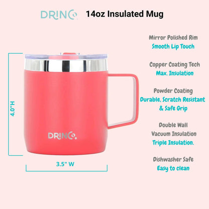 DRINCO® 14 oz Coffee Mug Vacuum Insulated Camping Mug Double Wall.