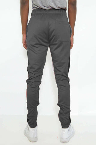 SLIM FIT TRACK PANTS- GREY/BLACK.