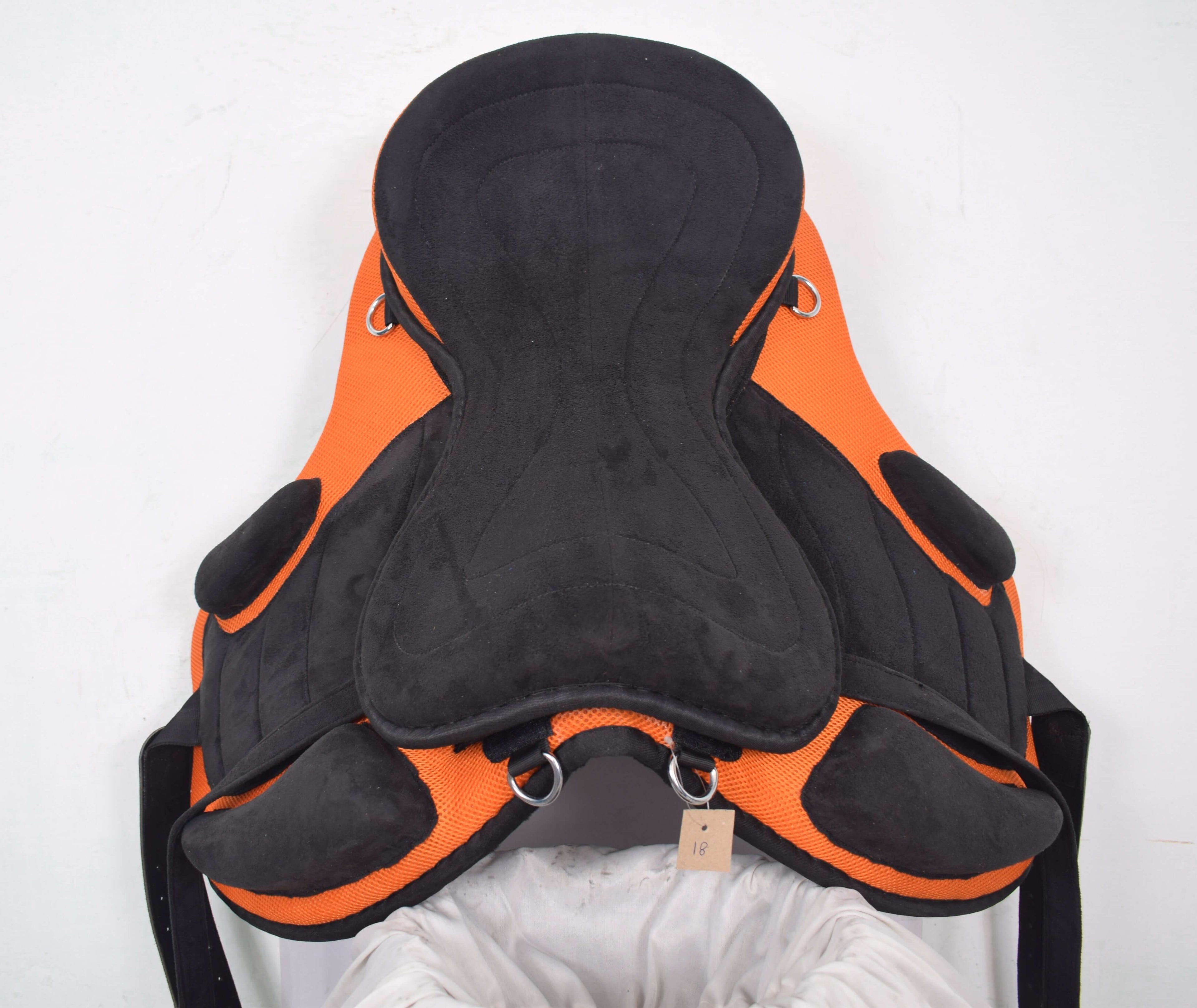 Treeless Synthetic Horse Saddle with Girth Orange Size 13" to 18"