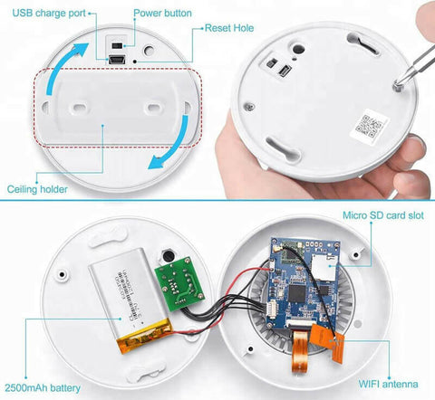 Smoke Alarm Design Camera Wifi Camera Ceiling Camere Home Security.