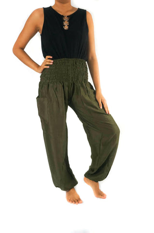 SOLID Green Women Boho Pants Hippie Pants Yoga.