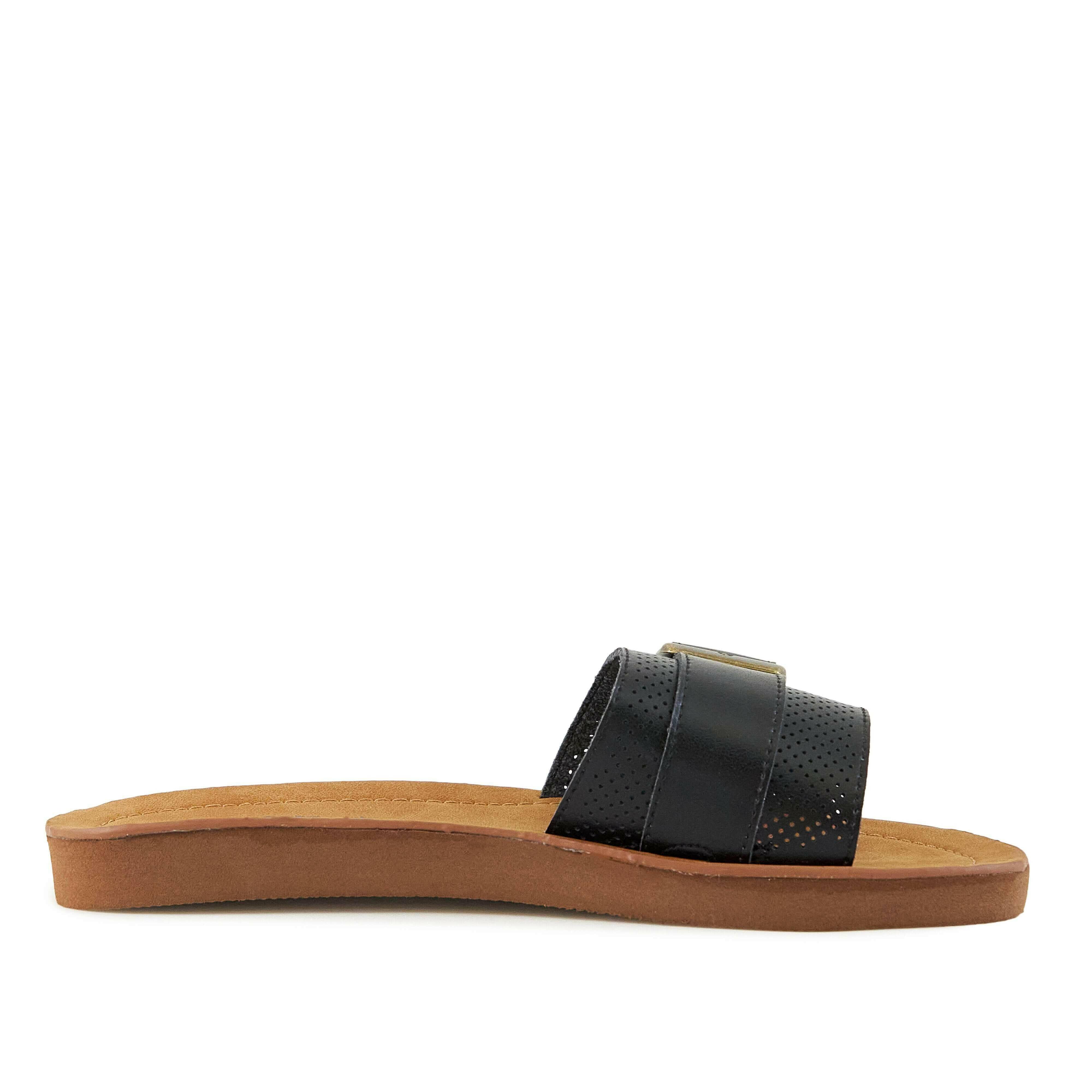 Women's Sandals Buckle Down Black.