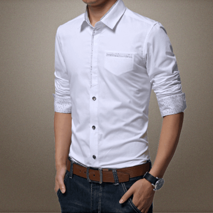 Mens Shirt with Contrasting Pocket and Cuff Details.