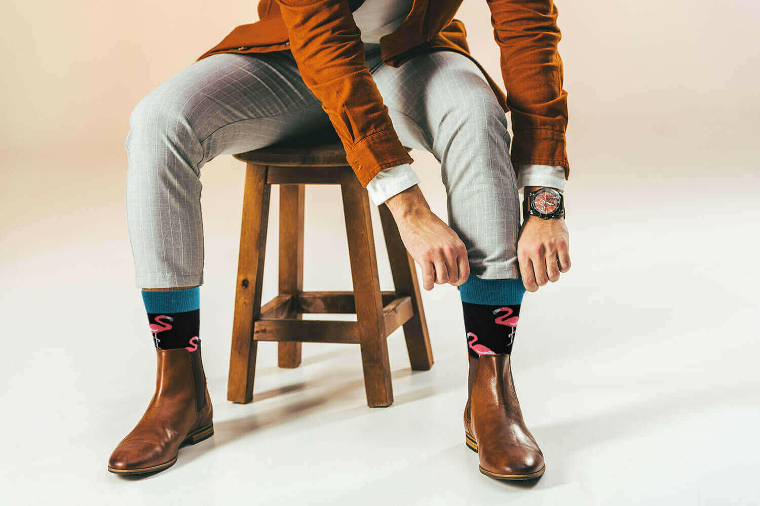 Sick Socks – Flamingo (Black) – Exotic Animals Casual Dress Socks.