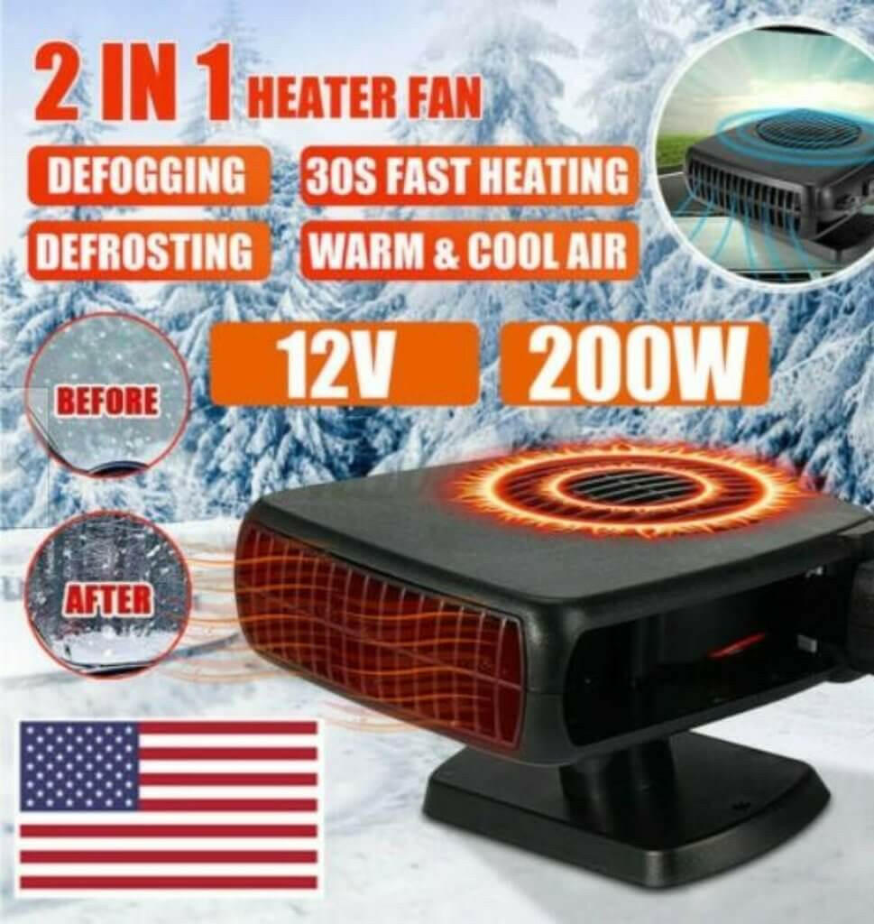 Powerful 200W 2 in 1 Car Heater Windshield Defroster.