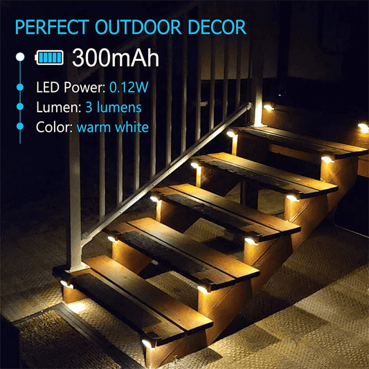 Waterproof Outdoor Solar Deck Lights for Steps and Decks - Solar Powered LED Lights