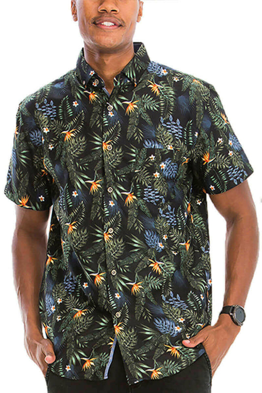 Hawaiian Print Button Down Shirt.