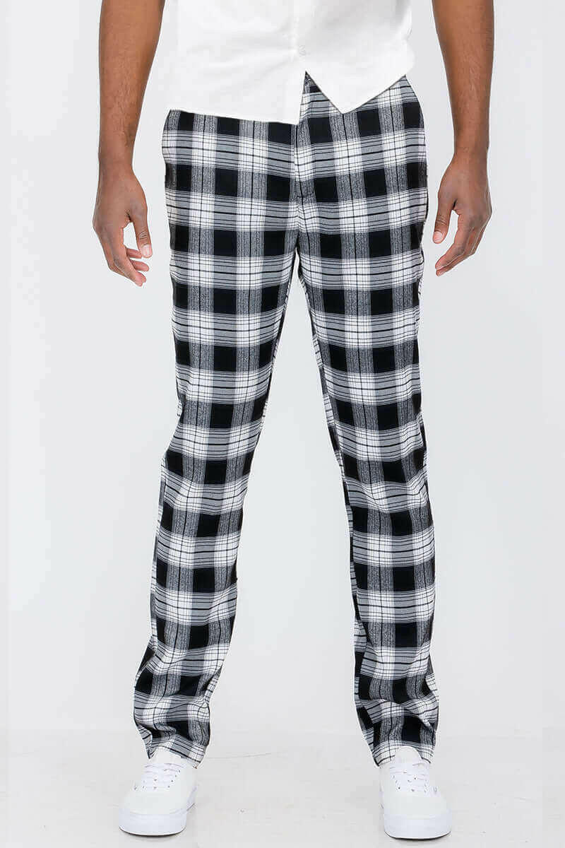 Plaid Slim Fit Trouser Pants.